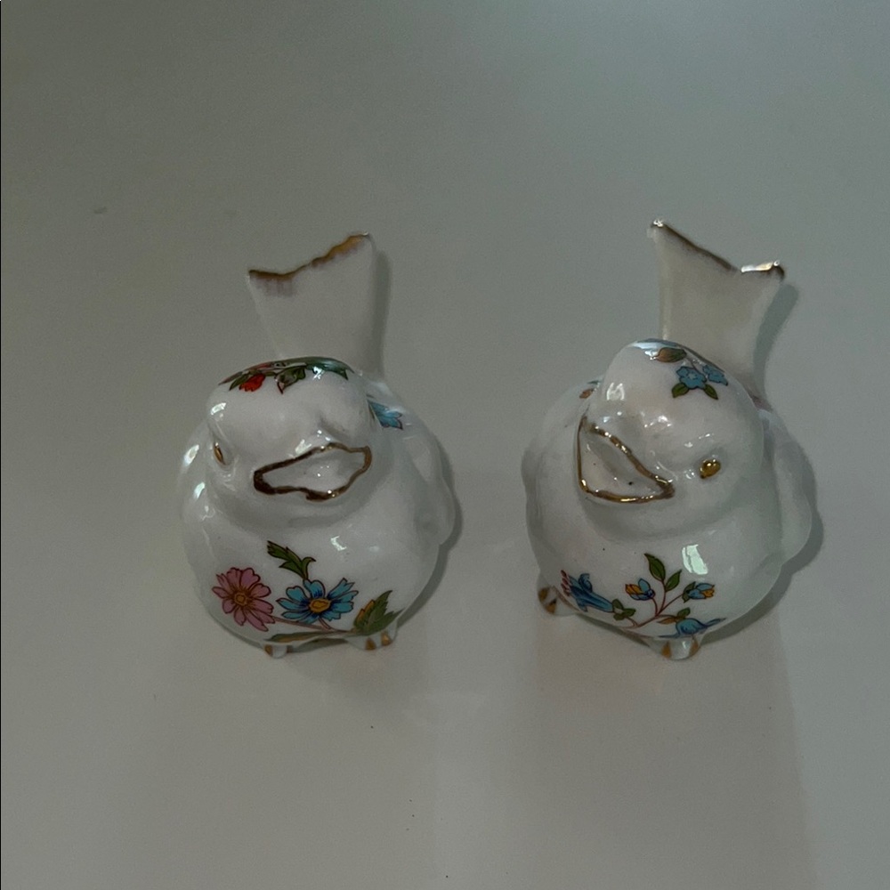Floral Ceramic Bird salt and pepper Shakers